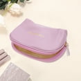 thumbnail image 3 of Unique Bargains 1 Pc Semicircular Drawstring Makeup Bag for Vacation Business Travel PU Light purple, 3 of 6