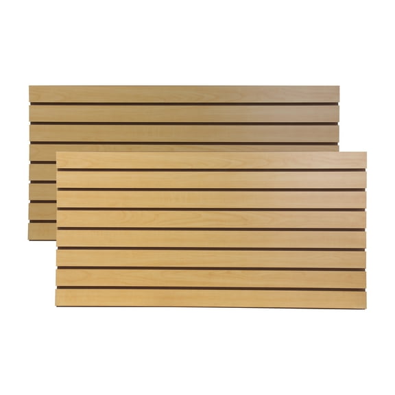 SSWBasics 4 ft x 2 ft Horizontal Maple Slatwall Easy Organizer Panels (24"H x 48"L) - Pack of 2 - Perfect for Retail Store Garage Wall and Craft Storage Organization
