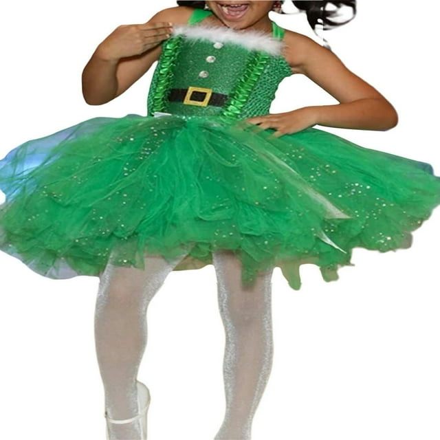 Robe de Noël pour Filles avec Nœud Sans Manches Patchwork en Tulle
