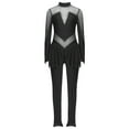 thumbnail image 3 of inlzdz Girls Rhythmic Gymnastics Unitard Long Sleeve Skirted Leotard One Piece Figure Skating Dress Jumpsuit Black 6, 3 of 5