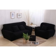 Sofa Couch Stretch Covers Elastic Fabric Home Settee Protector Three Seater Black 190~230Cm