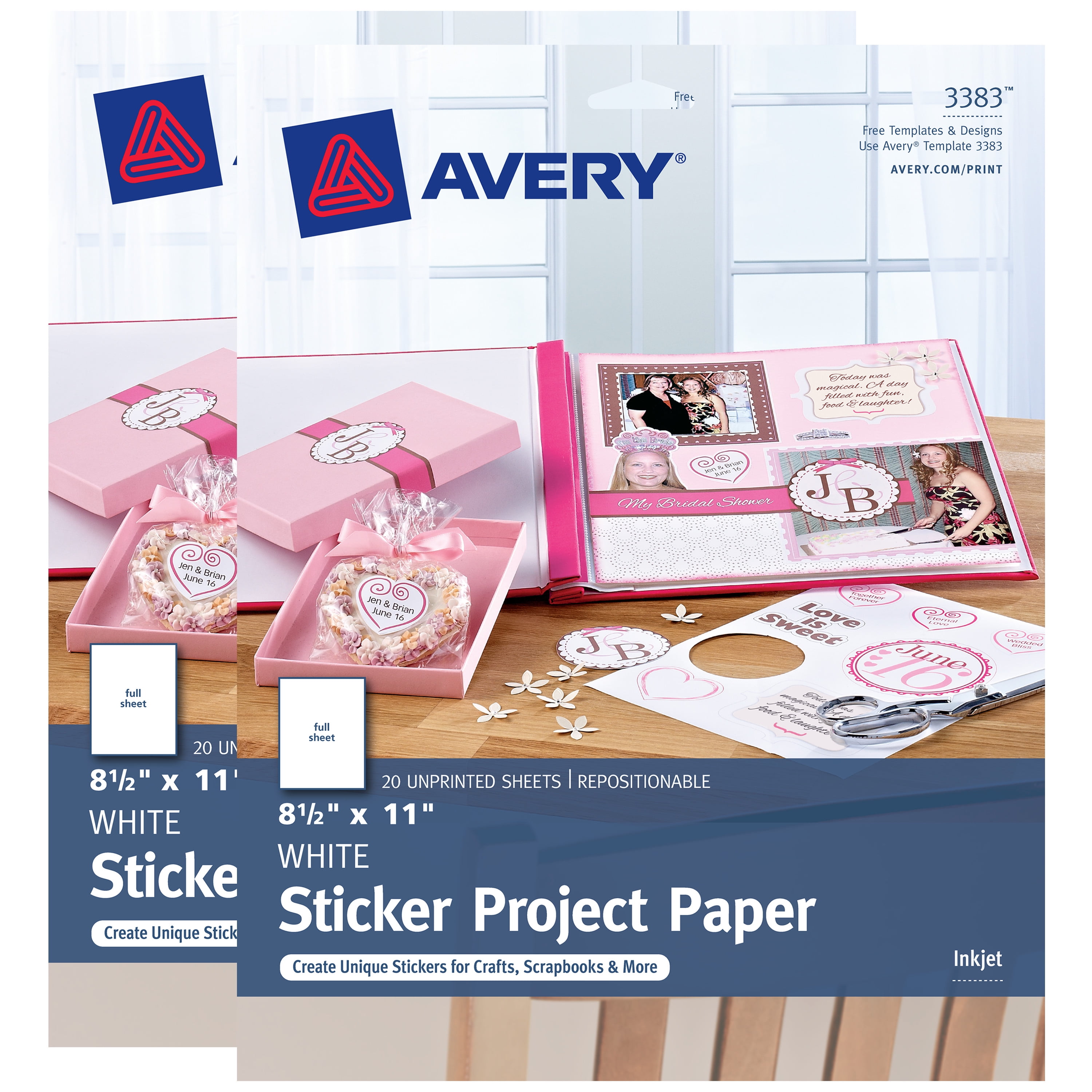 Avery Repositionable Sticker Project Paper, Matte White, 8.5" x 11", 2