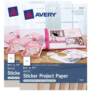 Avery Printable Sticker Paper, Glossy Clear, 8.5" x 11", Laser &amp; Inkjet ...