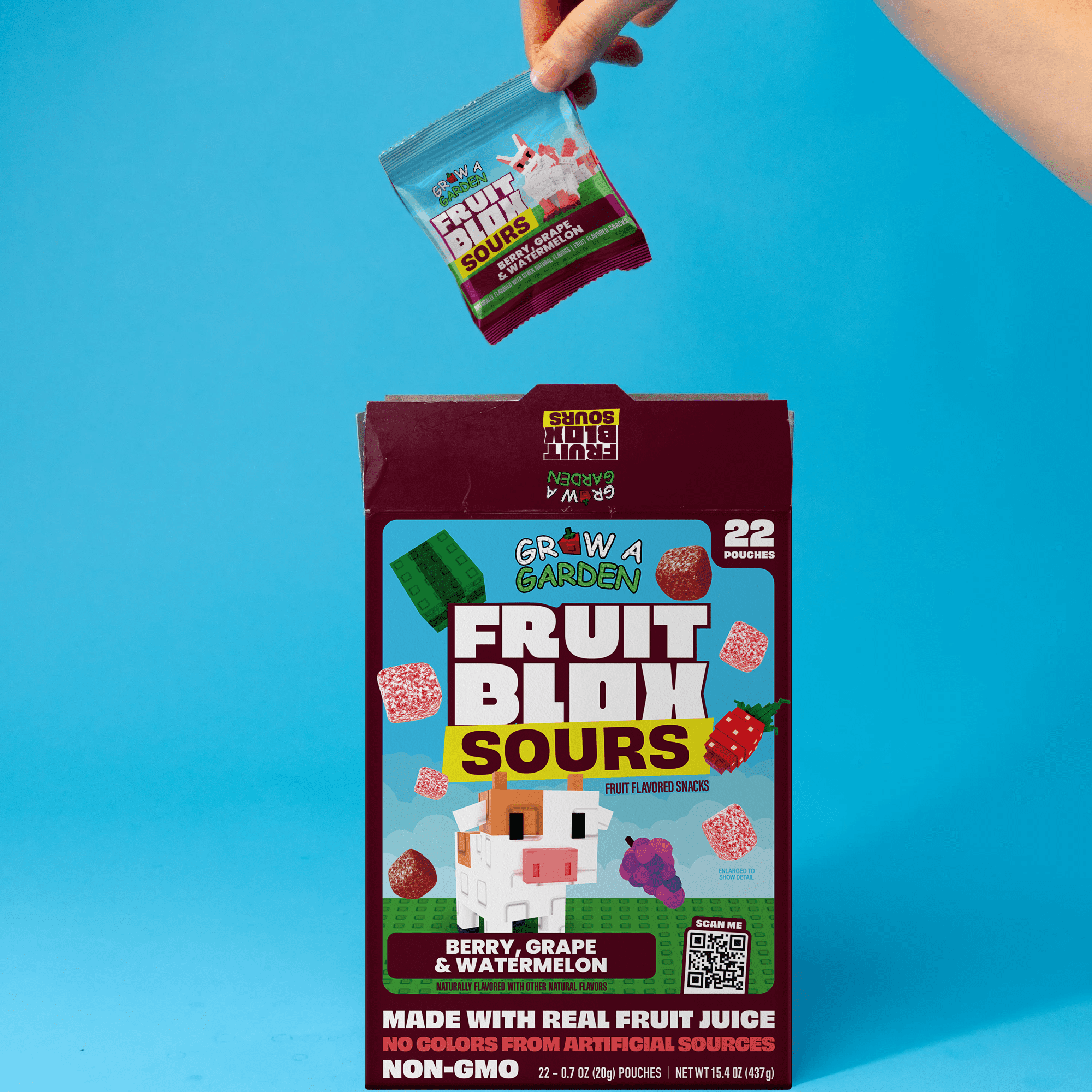 FruitBlox Sour Berry Grape and Watermelon, 22 Count