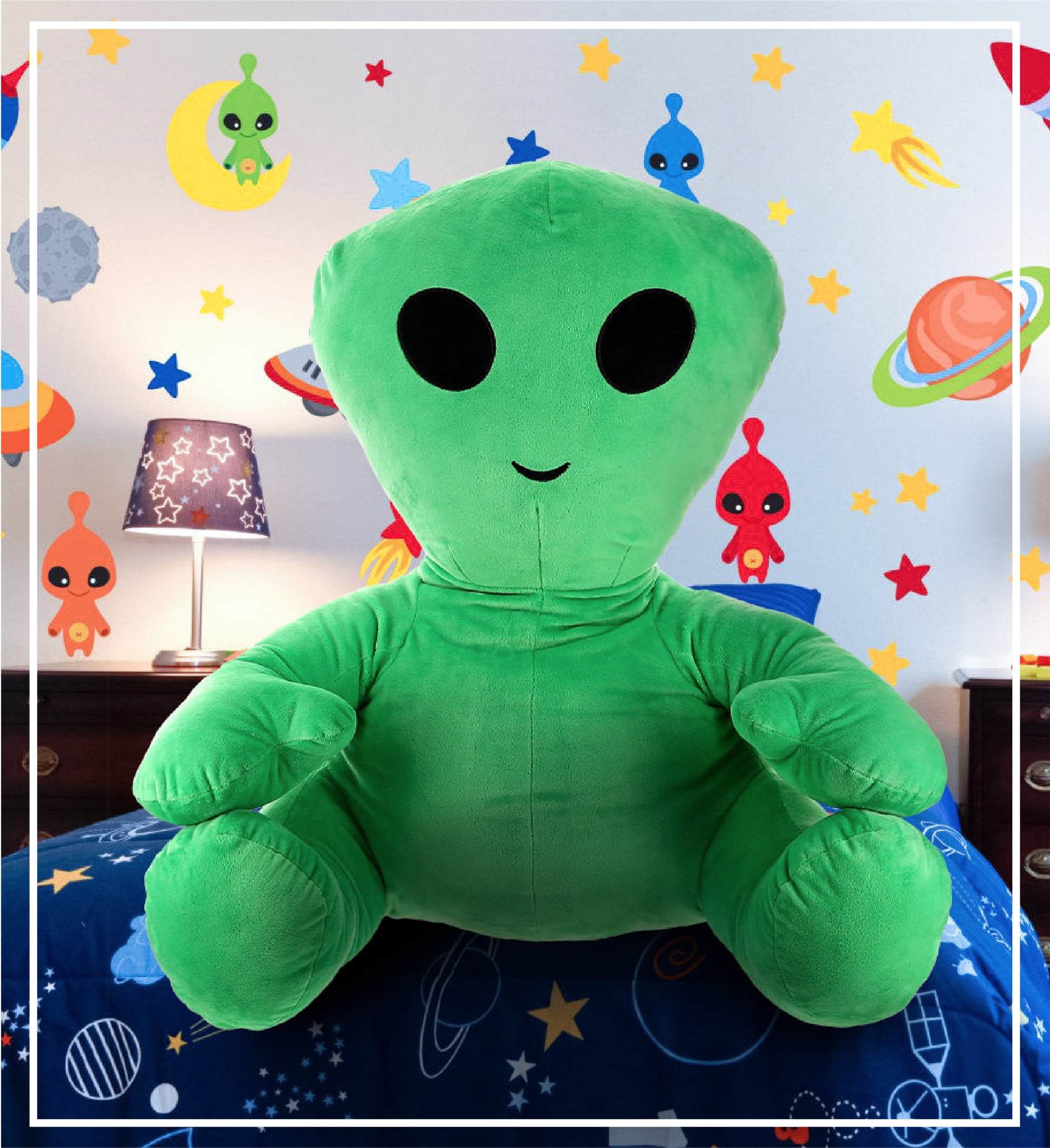 DolliBu Plush Alien Stuffed Toy – Soft Huggable Green Alien, Adorable Space Creature Plushie Toy, Cute Weird Cuddle Gifts, Super Soft Plush Doll Galaxy Toy for Kids and Adults - 24 Inches