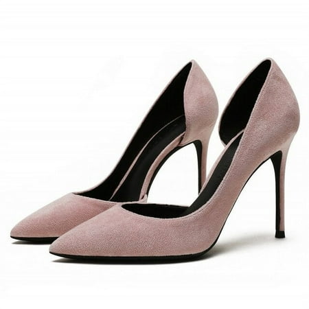 

YCNYCHCHY Sexy Women 6cm 8cm High Heels Blue Pink Pumps Pointed Toe Genuine Suede Leather Shoes For Woman Ladies Wedding Bride