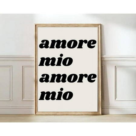 Amore Mio Italian Wall Art Bold Black Beige Decor, Unframed Paper Print Size 8x12