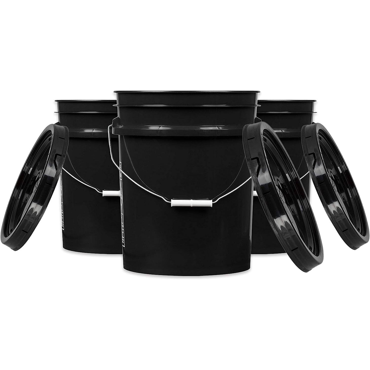 HYYYYH Black 5 gal Food Grade Plastic Bucket Pail Container with Lid