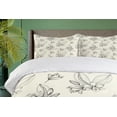 thumbnail image 4 of Ambesonne Floral Duvet Cover Sets, Vintage Romantic Orchids, 2-King, Cream Charcoal Grey, 4 of 7