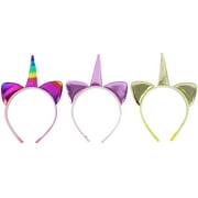 12 Pack of Colorful Metallic Unicorn theme Hair Bands For Party Favors