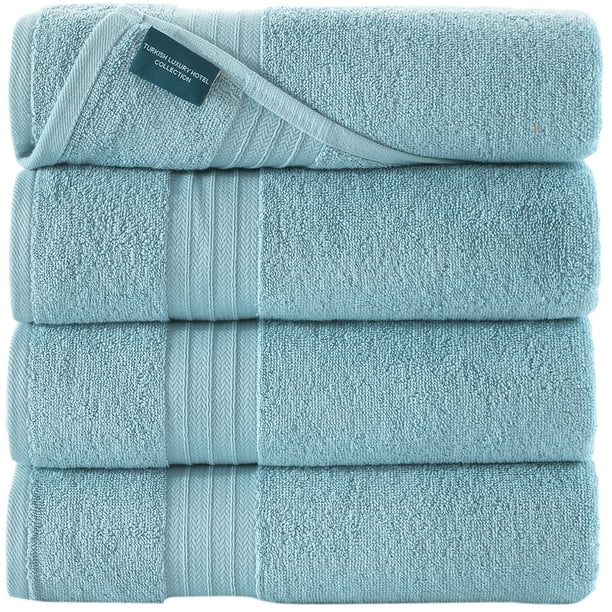 Qute Home Sky Blue Bath Towels Set of 4 Bosporus Collection Bath