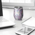 thumbnail image 3 of 12oz Stemless Wine Tumblers Bichon Dog Purple Florals Vacuum Insulated Stainless Steel Travel Tumbler Cups Mug with Lid and Straw for Champaign,Cocktail,Beer with Cleaning Brush, 3 of 5
