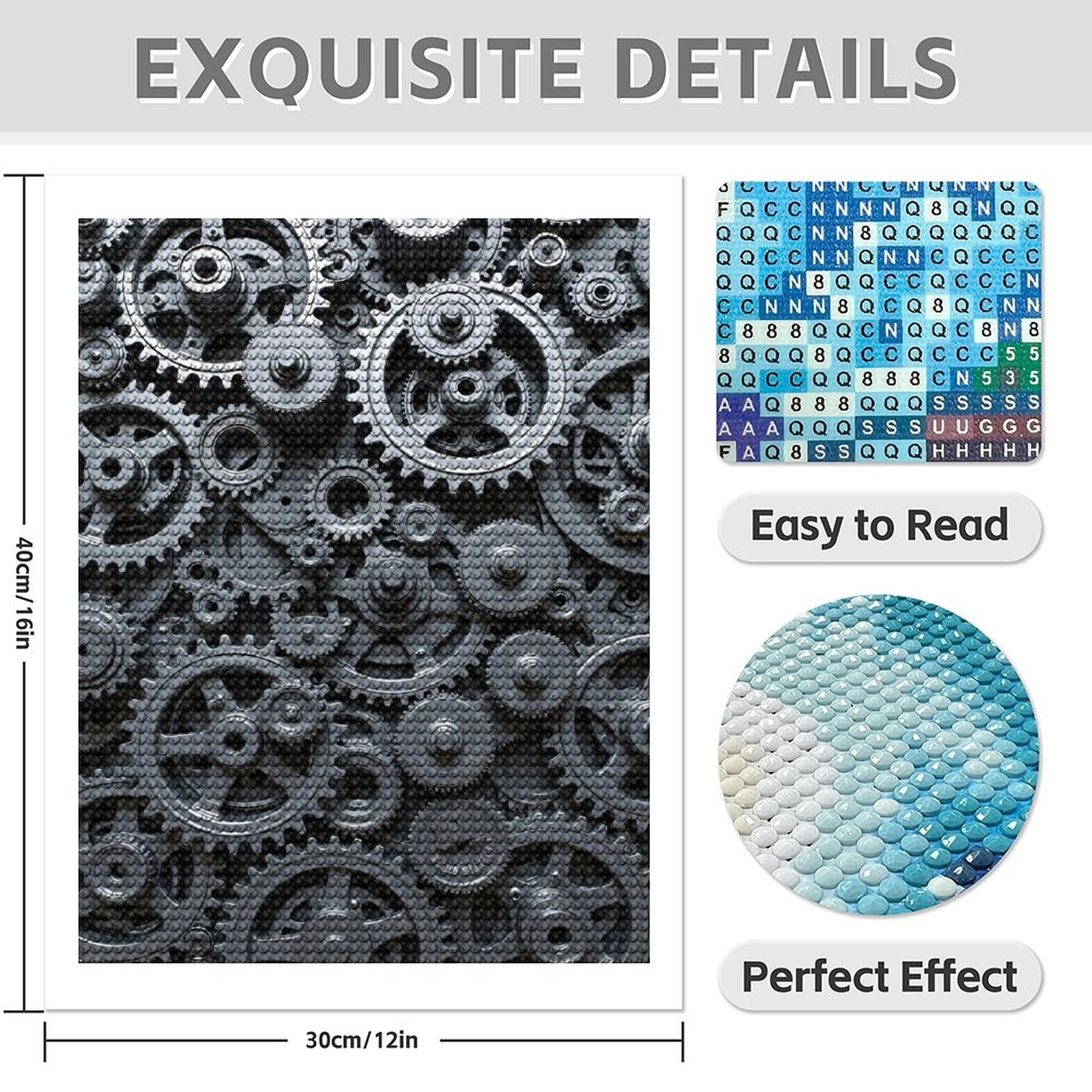 Diamond Art Kit for Adults, Industrial Mechanical Gear Assembly Diamond Painting for Adults Beginners, DIY Diamond Art Painting Kits, 5D Diamond Painting Crafts for Home Decor 12x16 Frameless