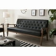 thumbnail image 4 of Baxton Studio Sorrento Mid-century Retro Modern Black Faux Leather Upholstered Wooden 3-seater Sofa, 4 of 6
