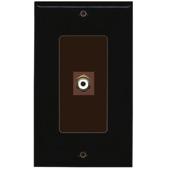 RiteAV - 1 RCA for Subwoofer Audio Port Wall Plate Decorative - Black/Brown - Bracket Included