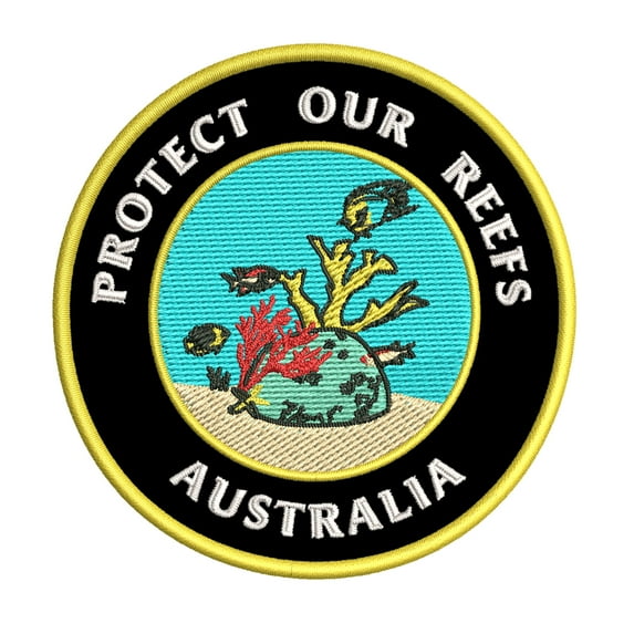 Protect Our Reefs! Australia 3.5 Inch Iron Or Sew On Embroidered Fabric Badge Patch Ocean Beach, Salt Life Iconic Series