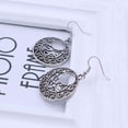thumbnail image 4 of Round Boho Scroll Silver Patina Hook Earrings For Woman, 4 of 5