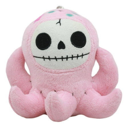Ebros Furry Bones Skeleton Octopee The Pink Octopus Plush Toy Doll Collectible 5"Tall