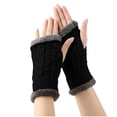 thumbnail image 4 of SHTXOZHI Fleece Lined Arm Warmers for Women Fingerless Knitted Gloves Winter Mittens with Thumb Hole, 4 of 4