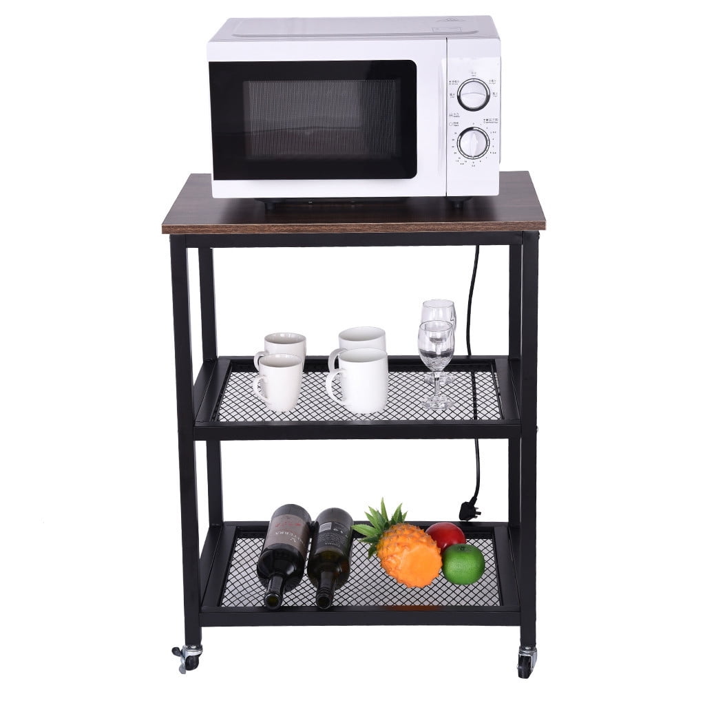 snorda Serving Cart 3Tier Kitchen Utility Cart On Wheels With Storage