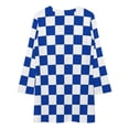 thumbnail image 3 of Blue And White Kentucky Checkerboard Loose Dress Evening Dress Summer Dresses for Women Luxury Dress Long Sleeved Dress, 3 of 4