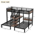 thumbnail image 4 of Newest Twin over Twin over Twin Metal Bunk Bed ,triple metal bunk bed with Storage shelves , storage stairs,black, 4 of 8