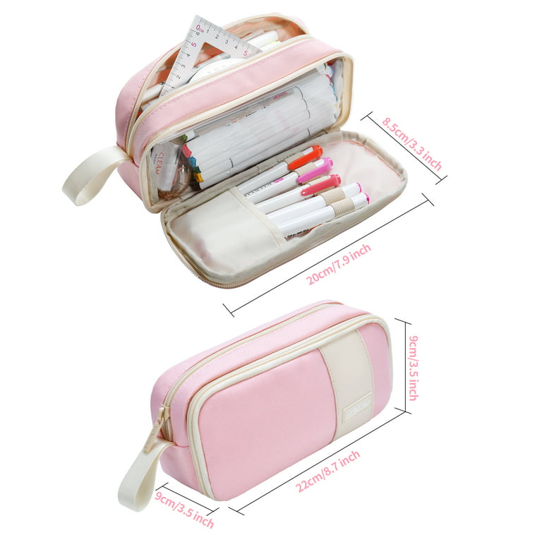 YOKUMA Pencil Case Aesthetic Pencil Pouch for Girls Boys Teens Adults  ,Clear Cute Kawaii Marker Pen Bag, Back to School Supplies for College  Students