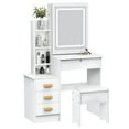 thumbnail image 4 of TidBay Vanity Desk with Sliding Mirror and Lights, Bedroom Dressing Table, Makeup Table with Drawers & Shelves, Hidden Storage Space, 4 of 8