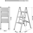 thumbnail image 4 of Pirecart 3-Step Aluminum Step Ladder,Portable with Anti-Slip Wide Pedals, 330LB Capacity,Silver, 4 of 7