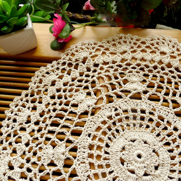 Hsvanyr Crocheted Dollies Dresser Top Protector Elegant Tablecloths Cover  for Parties Banquet 17x71 inch Centerpiece Anniversary Housewarming Gift