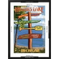 thumbnail image 5 of Art.com Higgins Lake, Michigan - Sign Post Art Print by Lantern Press, Black Frame Wall Art, 17" x 23", 5 of 5