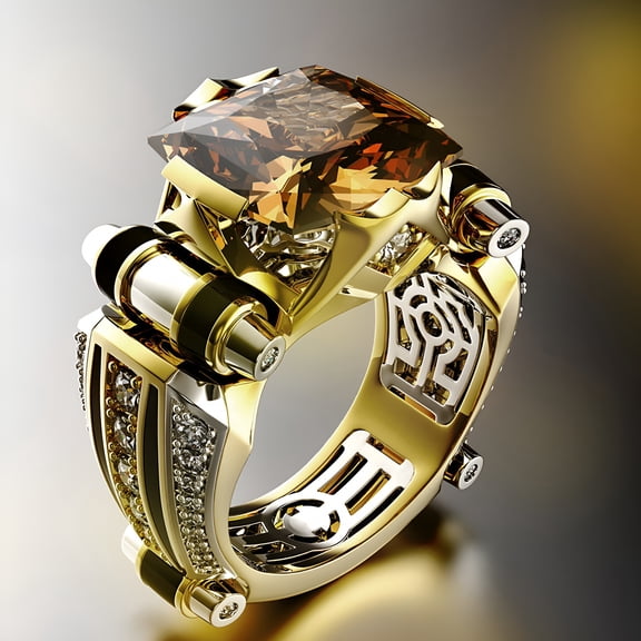 DESIGNICE 2026 New Mens Ring Vintage Jewelry Gift Copper Rhinestone Inlaid Carved Finger Ring for Daily Life for Party, Wedding, Casual, Office, Club