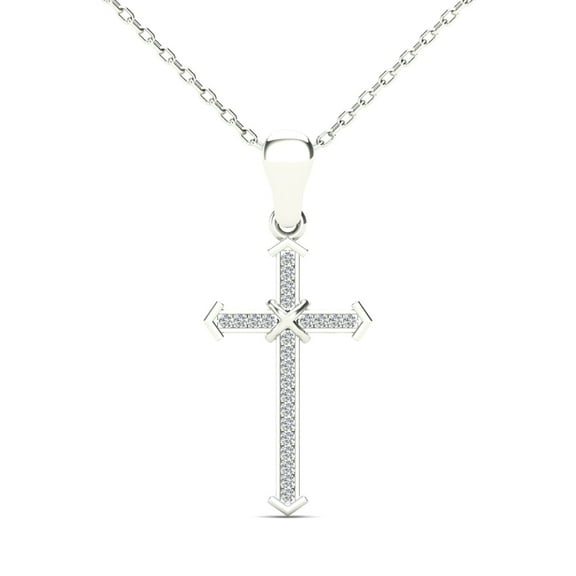 aaXia 10K White Gold Diamond Accent Cross Pendant Necklace