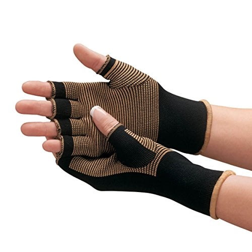 copper bamboo compression therapeutic arthritis pain relief support gloves improve mobility