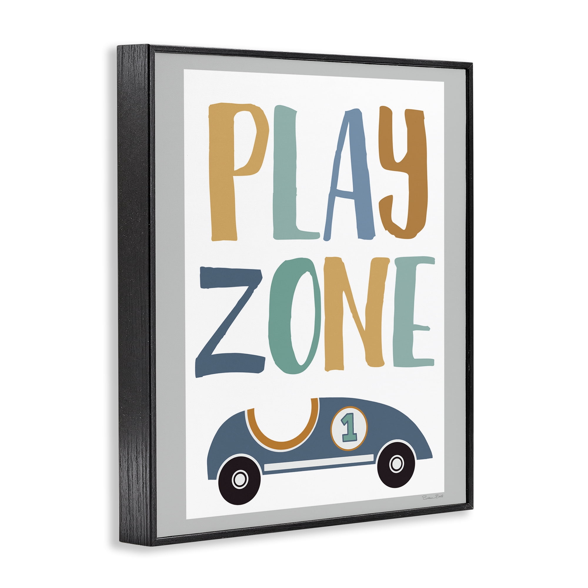Stupell Industries Play Zone Racecar Black Framed Giclee Art, design by Susan Ball