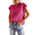 thumbnail image 4 of Womens Summer Cap Sleeve Tops Casual Crew Neck Loose Fit Knit Lightweight Sweater Pullover Top, 4 of 6