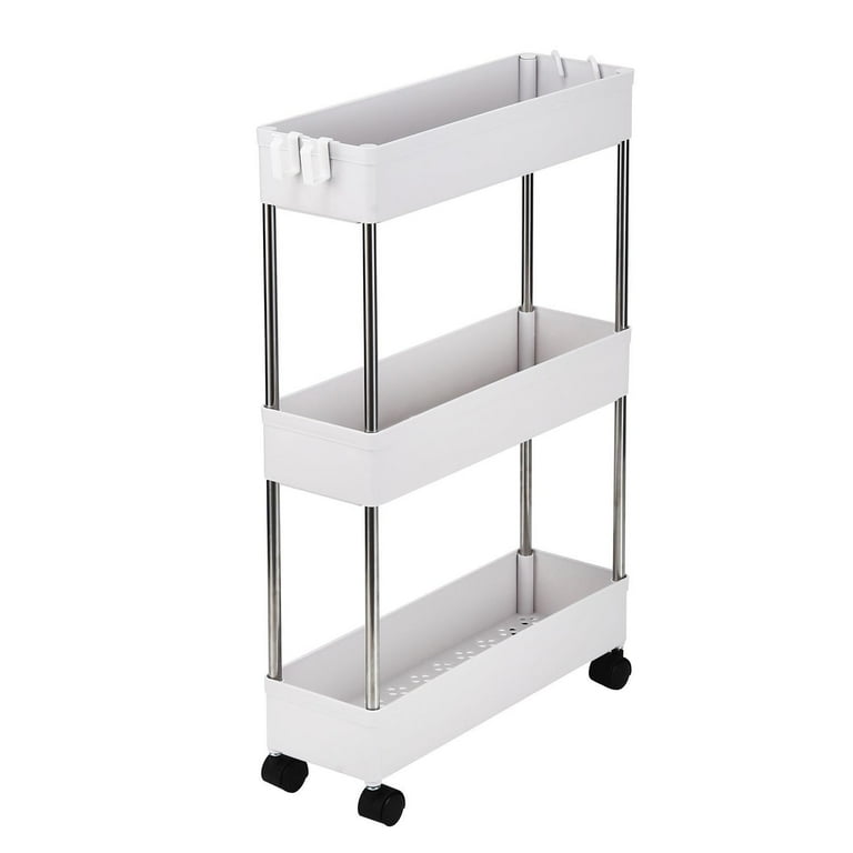 SPACEKEEPER 5 Tier Slim Rolling Storage Cart Mobile Shelving Unit