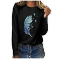 thumbnail image 2 of CEHVOM Hauts pour Femmes Col Rond Imprimé Manches Longues Décontracté Ample Blouse T-shirt Hauts, 2 of 5