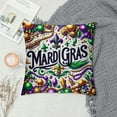 thumbnail image 2 of Orinice  Mardi Gras Throw Pillow Cushion Cover, Vivid Beads Circular Frame with Lettering Traditional Patterns Print, Decorative Square Accent Pillow Case,  White, 2 of 5