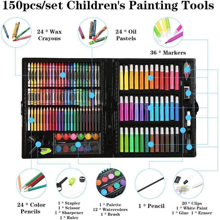 QISIWOLE 150PCs Children Watercolor Marker Pen Sets,36 Watercolor