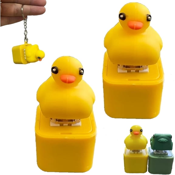 Rechargeable Croaking Fidget Toy Keychain, Button Stress Reliever with Colorful Lights, Portable LED Keyboard Fidget (2PCS)
