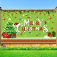 thumbnail image 3 of Merry Christmas Banner Sign Backdrop Cute Xmas Tree Green Theme Flag Outdoor Banner Background Winter Snowflake Yard Sign Background for Photography Banner Cover, 72X44IN, 3 of 5