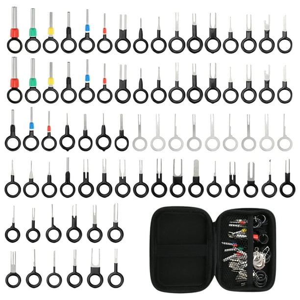 Kit de herramientas de extracción de terminales Unique Bargains, kit de extractor de pines de terminal de conector de cable negro de 76 piezas