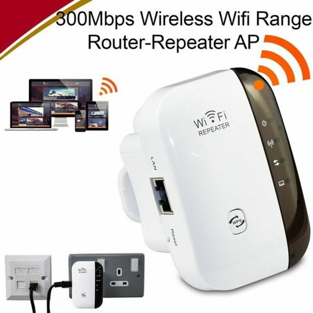 Repetidor WiFi 300 Mbps, 2,4 GHz, extensor de red de largo alcance, puerto Ethernet, WPS, modo AP, fácil instalación, compatible con todos los dispositivos WLAN) enchufe de la UE