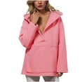 thumbnail image 2 of HOMBOM Womens Heavyweight Sweatshirt Winter Pullover Pink with Pocket Plain Tops for Women V-Neck, 2 of 8