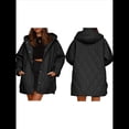 thumbnail image 3 of Chaqueta Larga con Capucha y Acolchado de Rombos para Mujer, Abrigo de Invierno de Moda, Holgado y de Gran Tamaño, Chaquetas Cálidas de Larga. Negro M, 3 of 7