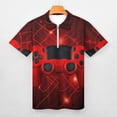 thumbnail image 3 of Red Game Controller Men Zipper T-shirt Summer Casual Short Sleeve T-shirt Top, 3 of 7