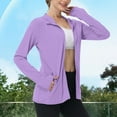 thumbnail image 2 of Women's Sun Protection Hoodie Full Zip Long Sleeve Active Jackets Outdoor Comfortable Hiking Running Hooded Coats Purple L, 2 of 8