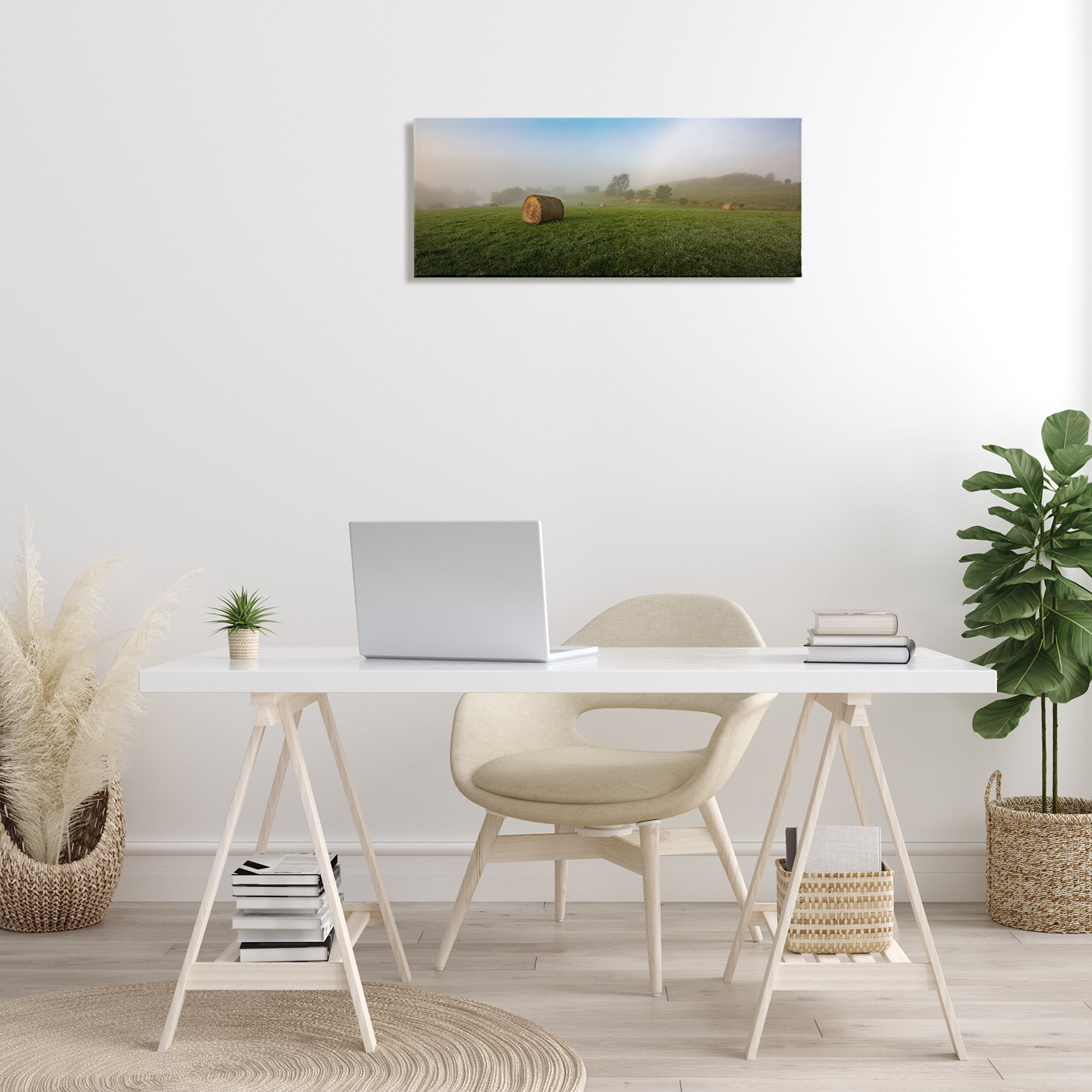 Stupell Industries Hay Bales Country Horizon Landscape & Nature Photography Wrapped Canvas Art Print Wall Art, 30 x 13