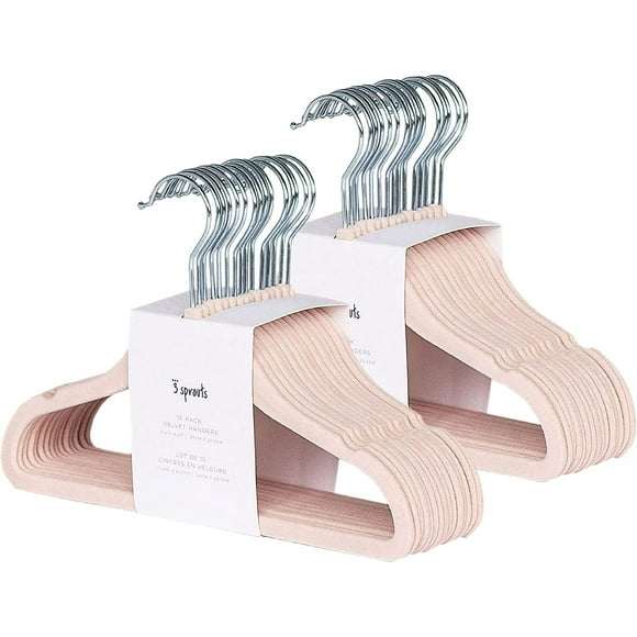 3 Sprouts Baby Velvet, Non-Slip Clothes Hangers - Pack of 30 - Pink